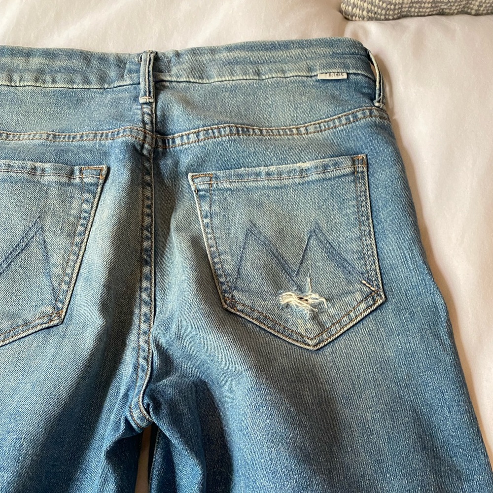 MOTHER high waisted ankle fray skinny jeans